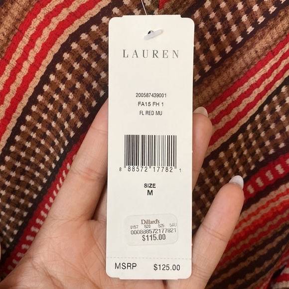 NWT Lauren Ralph Lauren Ruffle Midi Skirt Brown & Red Size Medium - Picture 5 of 7